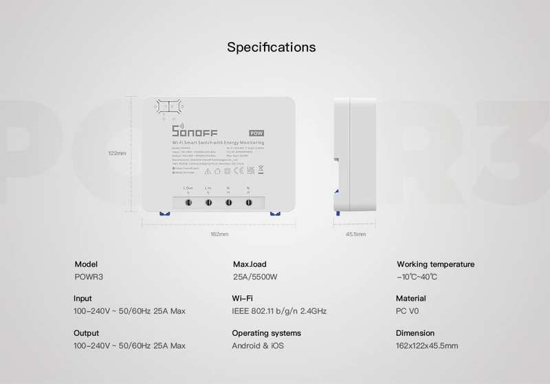 Sonoff POW R3 25A 5500W Smart Switch