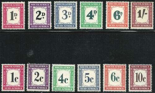 South Africa 1950-61 Postage Dues sets HM SACC 38 -49 CV R920 for MNH