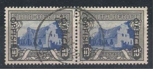 South Africa 1950-54 10s Official pair fine used. SACC 49 CV R4500