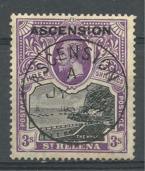 Ascension 1922 KG V 3s Very Fine Used SG 8 Top Value CV R2980