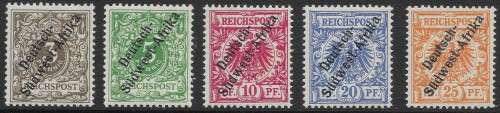 GSWA 1897 Set to 25pf. SACC 1-5. 1 - 4 (MNH) and 5 (LHM). CV R7 180