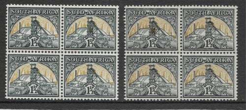 SOUTH AFRICA 1941 1½d Gold Mine B4 UHB 46D V5-Gold Blob in headgear MNH shades.