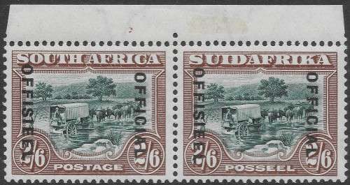 SOUTH AFRICA 1931 2s6d OFFICIAL MNH SG O11 VAR UNLISTED "LINE ACROSS WAGON" UNIQUE