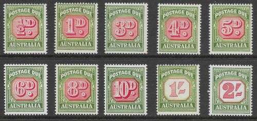 Australia 1958-60 Set of Postage Dues Superb MNH. Including SG D136a 5d Die II. CV £100