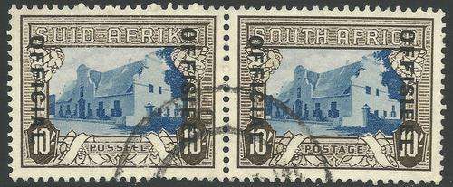 1935-51 10s Used SCARCE Official pair - OFFICIAL AT LEFT. SACC #36. C/V R7000.