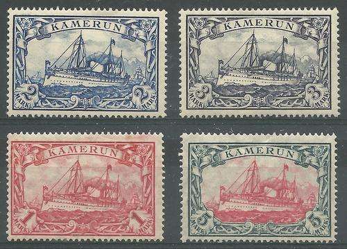 German Colonies Kamerun 1m to 5m HM. SG K17-18, K24, K25a. CV R1250