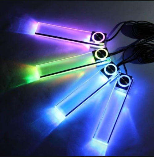 New 4 LED Car Interior Decorative Floor Dash Light Lamp Car 4 in 1 Lighter