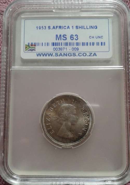 1953 1 Shilling SANGS Graded MS63