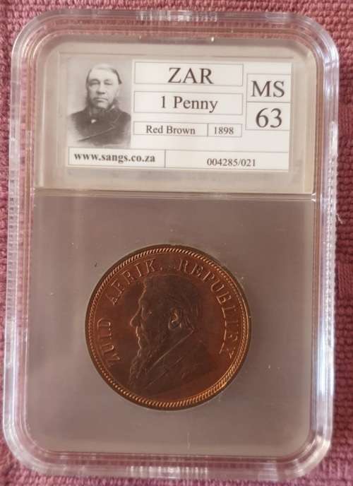 1898 PENNY SANGS SLABBED MS 63 RB