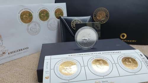 2017 1oz Privy Krugerrand Reverse 50th anniversary PU AND 50th Anniversary stamps - Rare SA MINT SET