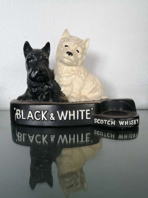 Black & White Scotch Whisky Dog Ceramic Figurine