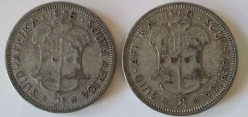 2 1958 SAU 2 Shillings 50% silver