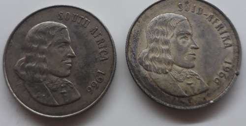 1966 Silver Afr & Eng 1 Rand of SA 80% Silver. Weight of 15g