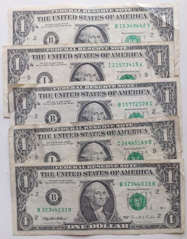 USA 5 x 1 Dollars