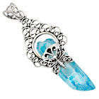 BLUE AURA QUARTZ (ARKANSAS) 925 STERLING SILVER BUTTERFLY PENDANT JEWELRY