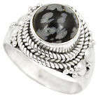 4.51cts NATURAL BLACK AUSTRALIAN OBSIDIAN 925 STERLING SILVER RING SIZE 7