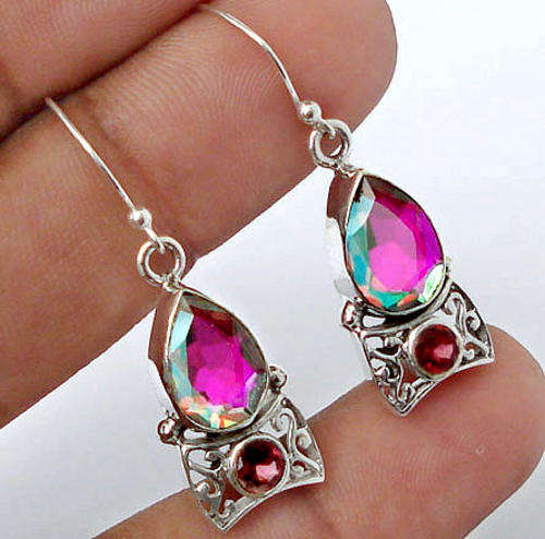 Gorgeous Solid Silver and Bling Topaz and Garnet earrings...