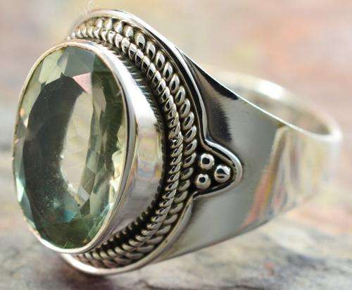 Gorgeous Size 10 Solid Silver Green Amethyst Ring...