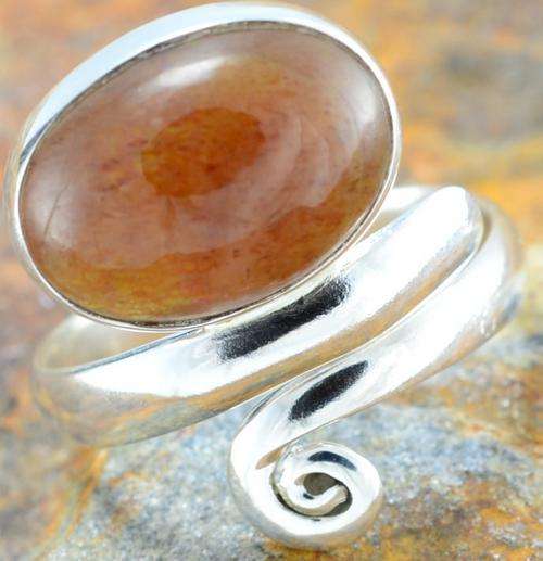 SALE Gorgeous Size 7 resizable Solid Silver Sunstone ring...