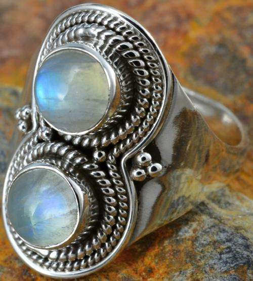 Gorgeous Size 10,5 Solid Silver Moonstone Ring