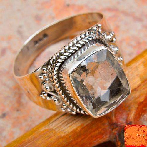 Gorgeous Solid Silver White Quartz Size 7,5 ring...