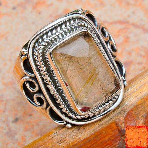Gorgeous Size 6,5 Sterling Silver and Rutilated Quartz Ring...