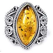 Gorgeous Silver Size 7,5 Amber ring...