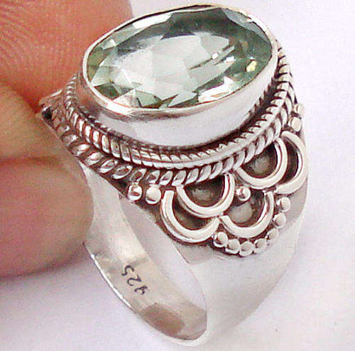 Gorgeous Solid Silver Green Amethyst Size 8,25 ring...
