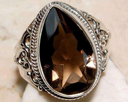 10CT Genuine Smoky Topaz 100% Pure 925 Solid Sterling Silver Ring Sz 7.75