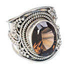 Gorgeous Solid Silver and Smoky Topaz  size 7,25 ring