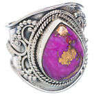 Gorgeous Solid Silver and Purple Copper Turquoise size 8,5 ring
