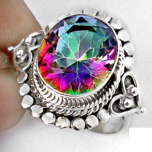 Gorgeous Size 7 Mystic Topaz and Solid Sterling Silver Ring