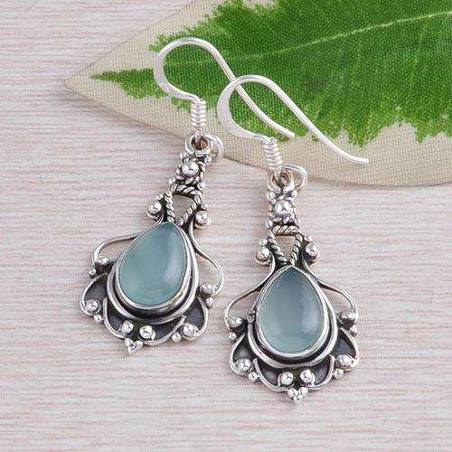 Exquisite Sterling Silver and Chalcedony Earrings