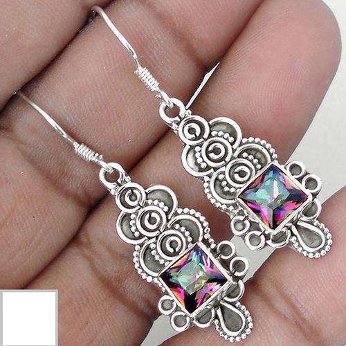 MULTICOLOR RAINBOW TOPAZ 925 STERLING SILVER DANGLE EARRINGS