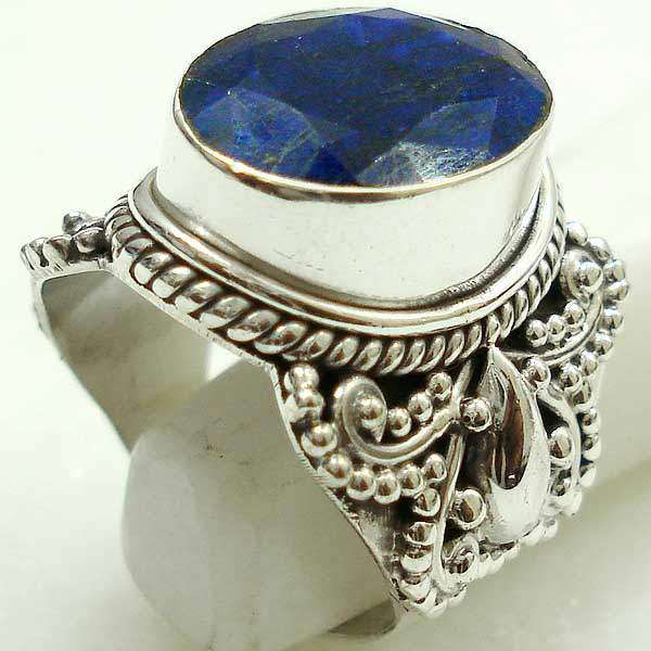 Exquisite 925 Sterling Silver Blue Sapphire Quartz ring...