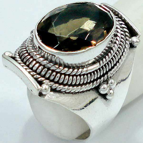 Exquisite 925 Sterling Silver Smoky Topaz ring...