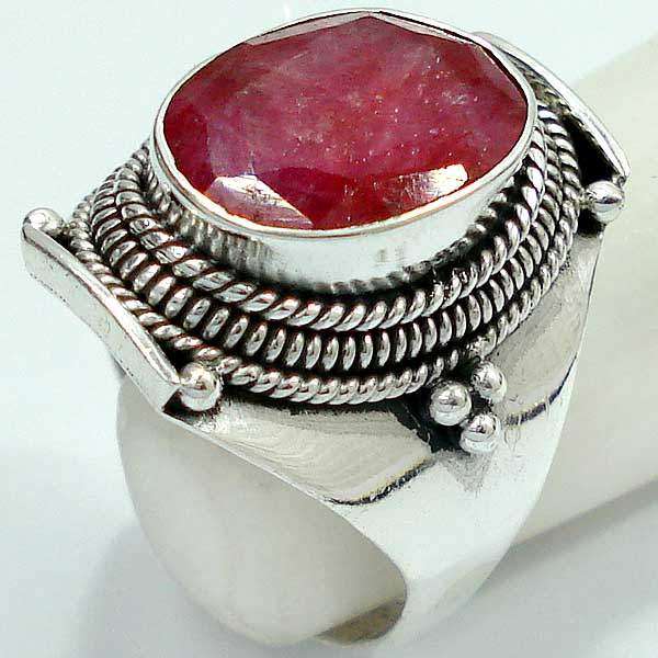 Exquisite 925 Sterling Silver & Ruby Quartz Ring...