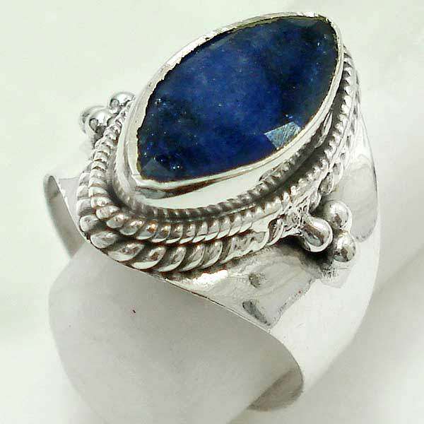 Exquisite 925 Sterling Silver & Sapphire Quartz Ring...