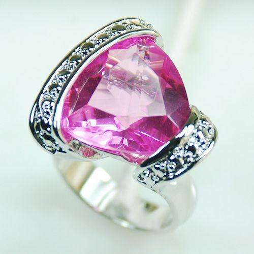 Exquisite 925 Sterling Silver Electroplated and Kunzite Ring...