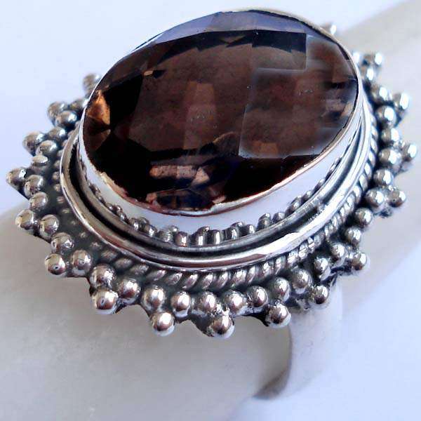 **CLEARANCE SALE**Exquisite 925 Sterling Silver & Smoky Topaz Ring...