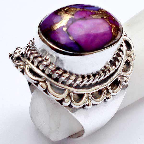 **CLEARANCE SALE**Exquisite 925 Sterling Silver & Purple Copper Turquoise Ring...