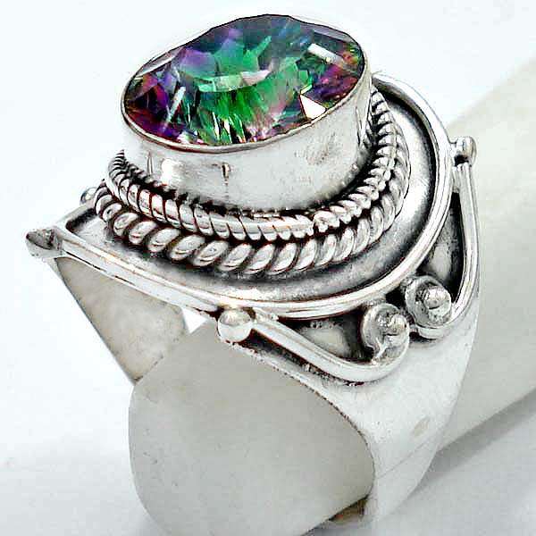 Exquisite 925 Sterling Silver & Mystic Topaz Ring...