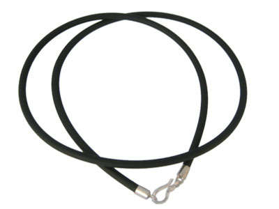 60cm Black Necklace with 925 Sterling Silver Clasp