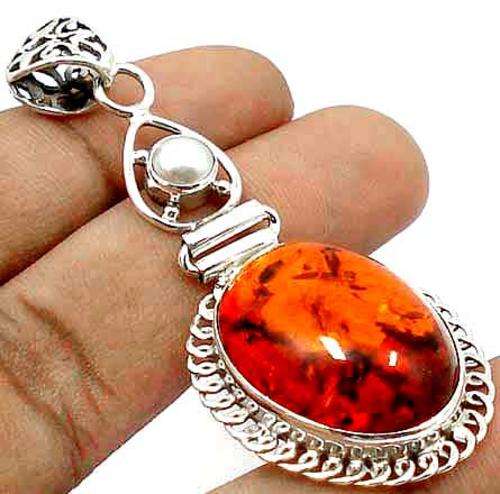 Gorgeous Solid Silver Baltic Amber Pendant...