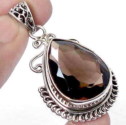 Gorgeous Solid Silver Smoky Topaz Pendant...