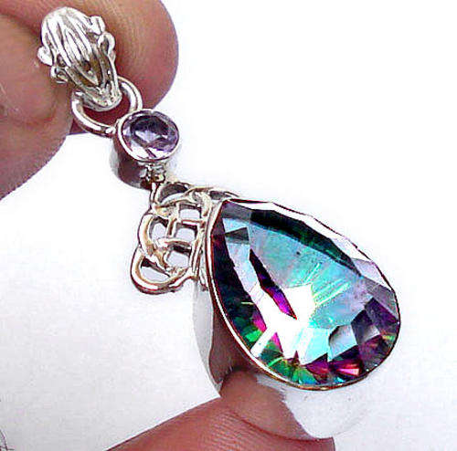 Exquisite Solid Silver Mystic Topaz pendant...