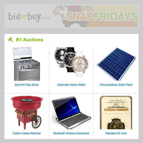 bidorbuy Is Auctioning 2 Advertising Slots In Our Snap Friday Newsletter.