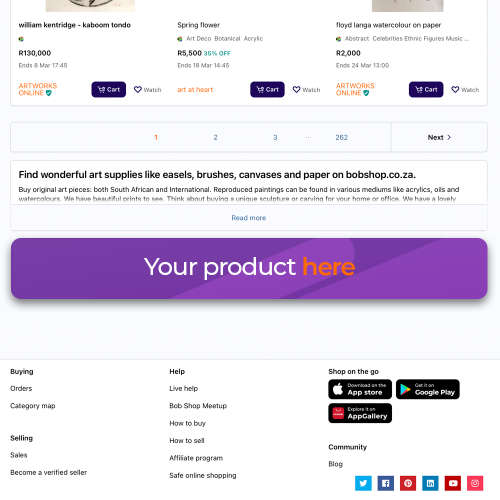 Horizontal Banner Advertising on Bob Shop