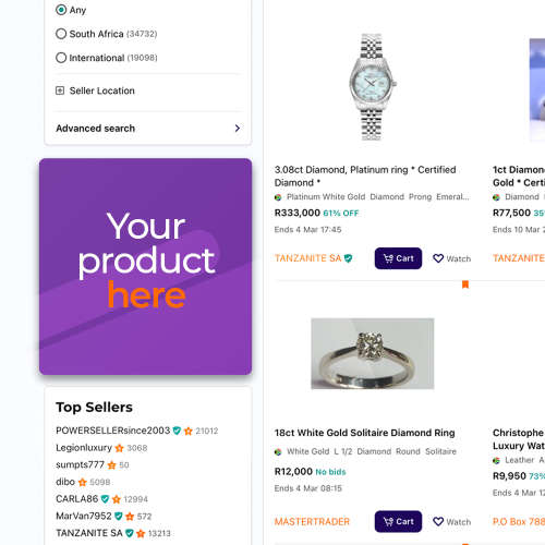 Vertical Banner Advertising on Bob Shop