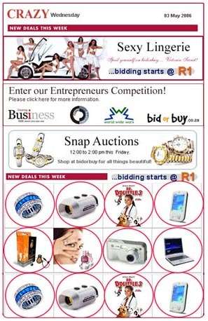bidorbuy Is Auctioning 12 Advertising Slots In Our Crazy Wednesday Newsletter.